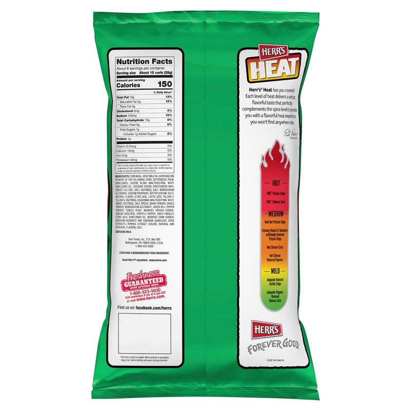 Herr's Jalapeño Poppers Flavored Cheese Curls, 7 1/2 oz
