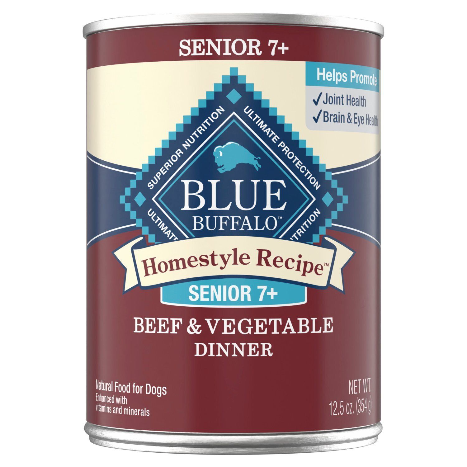 Blue Buffalo Homestyle Recipe Senior 7+ Beef &amp; Vegetable Dinner Natural Food for Dogs, 12.5 oz