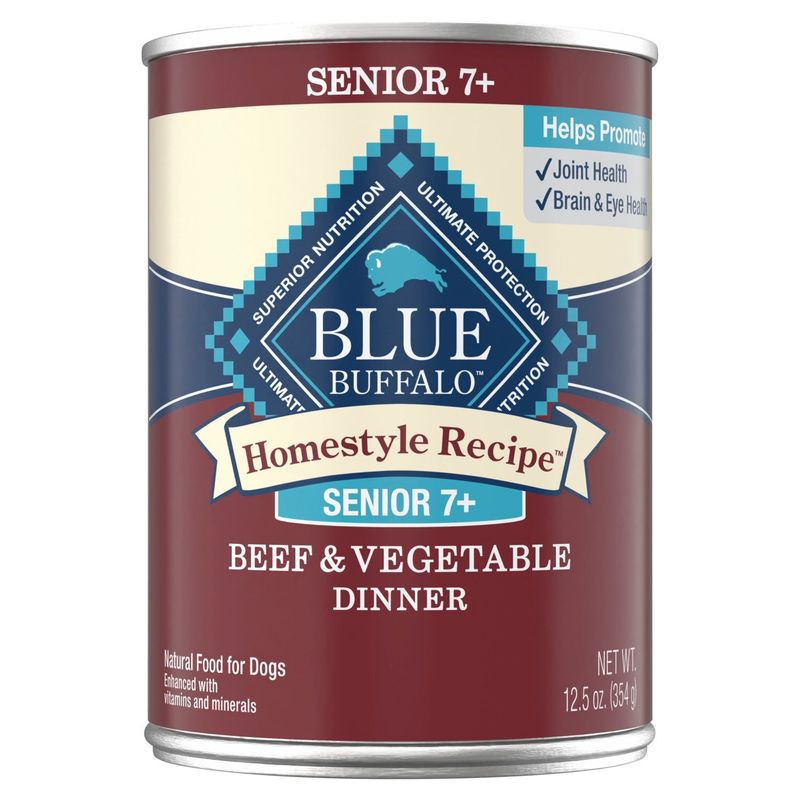 Blue Buffalo Homestyle Recipe Senior 7+ Beef &amp; Vegetable Dinner Natural Food for Dogs, 12.5 oz