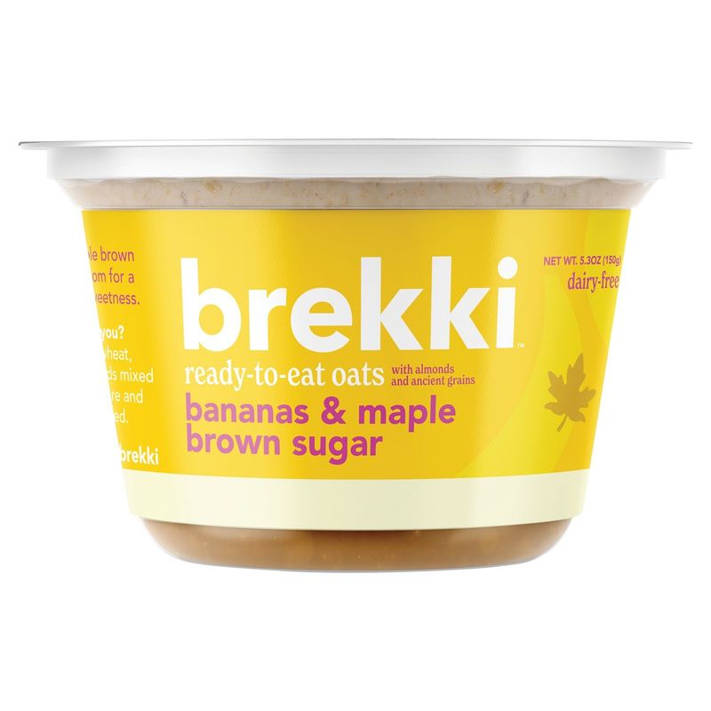 Brekki Bananas &amp; Maple Brown Sugar with Almonds and Ancient Grains Ready-to-Eat Oats, 5.3 oz