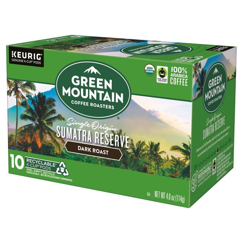 Green Mountain Coffee Roasters Sumatra Reserve Dark Roast Coffee K-Cup Pods, 10 count, 4.0 oz