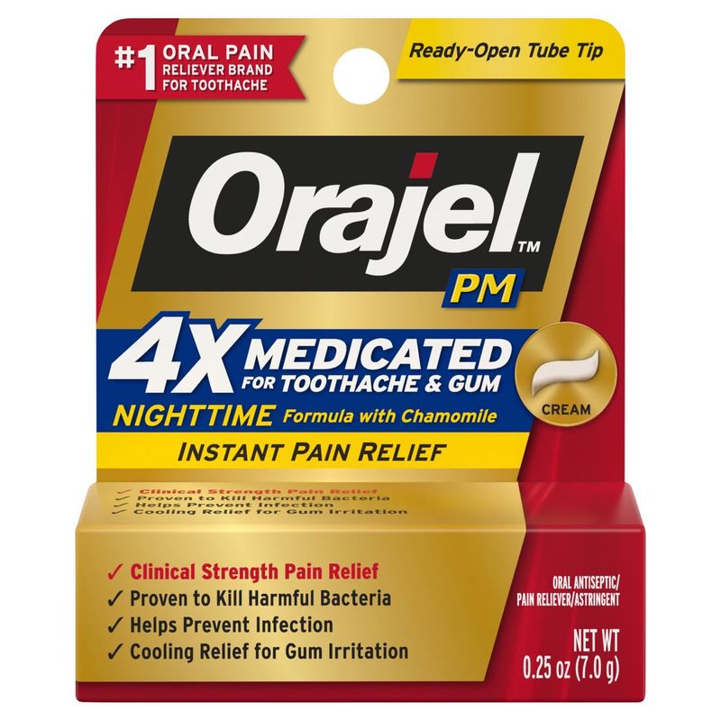 Orajel PM 4x Medicated for Toothache &amp; Gum Cream, 0.25 oz