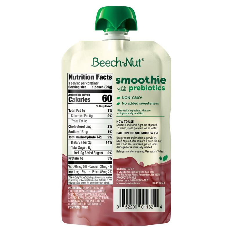 Beech-Nut Smoothie with Prebiotics Baby Food, Toddlers, 12+ Months, 3.5 oz