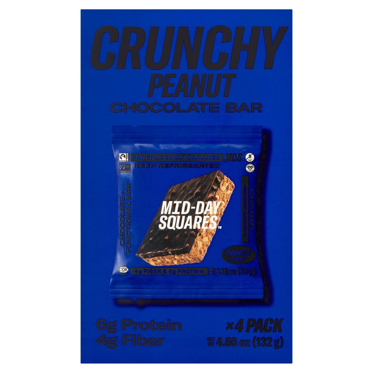 Mid-Day Squares Crunchy Peanut Chocolate Bar, 4 count, 4.66 oz