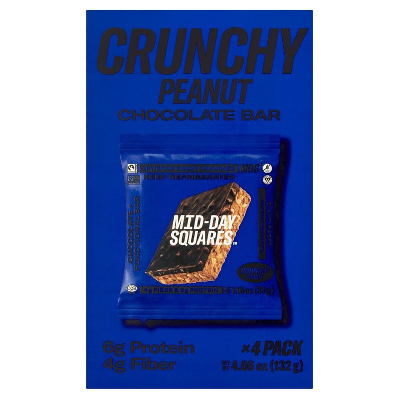 Mid-Day Squares Crunchy Peanut Chocolate Bar, 4 count, 4.66 oz