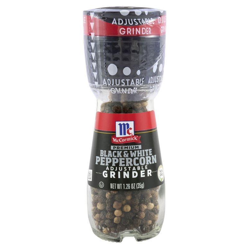 McCormick Premium Black &amp; White Peppercorn Adjustable Grinder, 1.26 oz