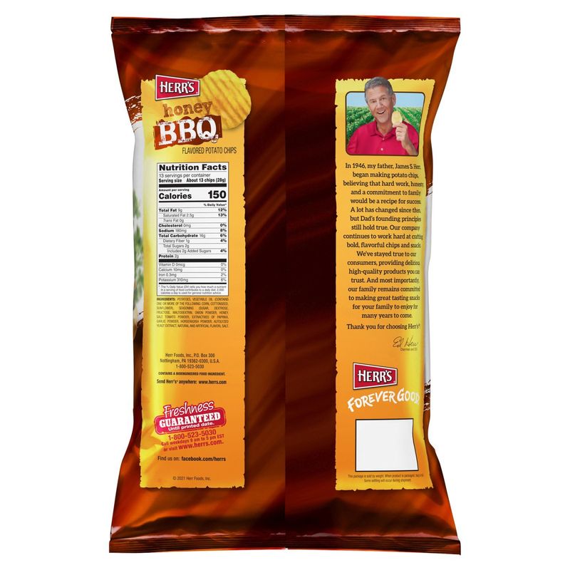 Herr's Honey BBQ Flavored Potato Chips Party Size, 13 oz
