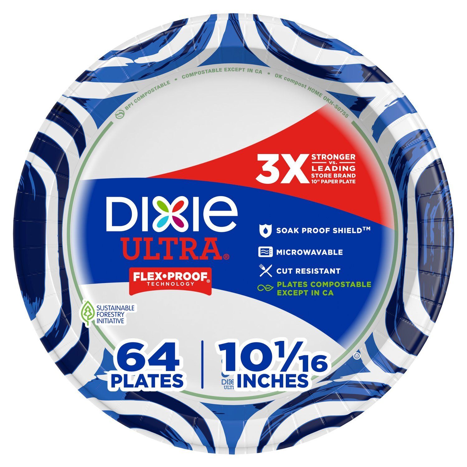 Dixie Ultra 10¹⁄₁₆ in Paper Plates, 64 count