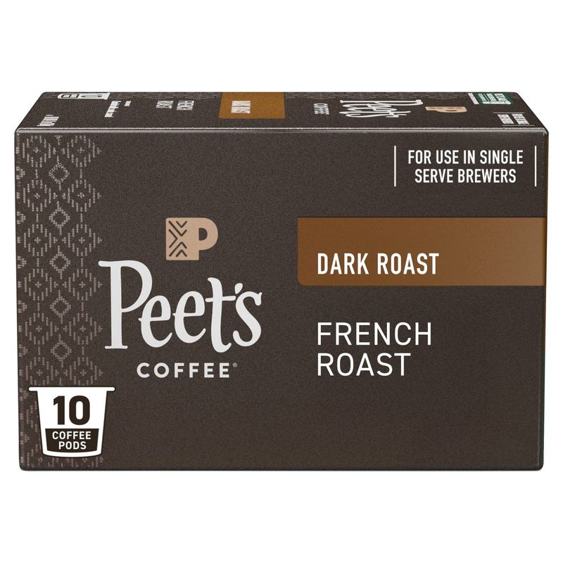 Peet's Coffee French Dark Roast Coffee Pods, 10 count, 4.2 oz