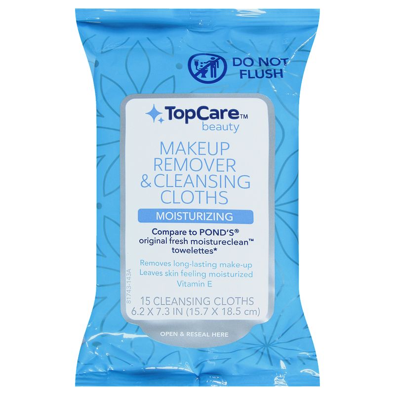TopCare Makeup Remover Cleansing Towelette, 15 each