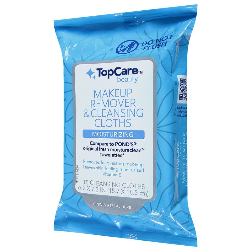 TopCare Makeup Remover Cleansing Towelette, 15 each