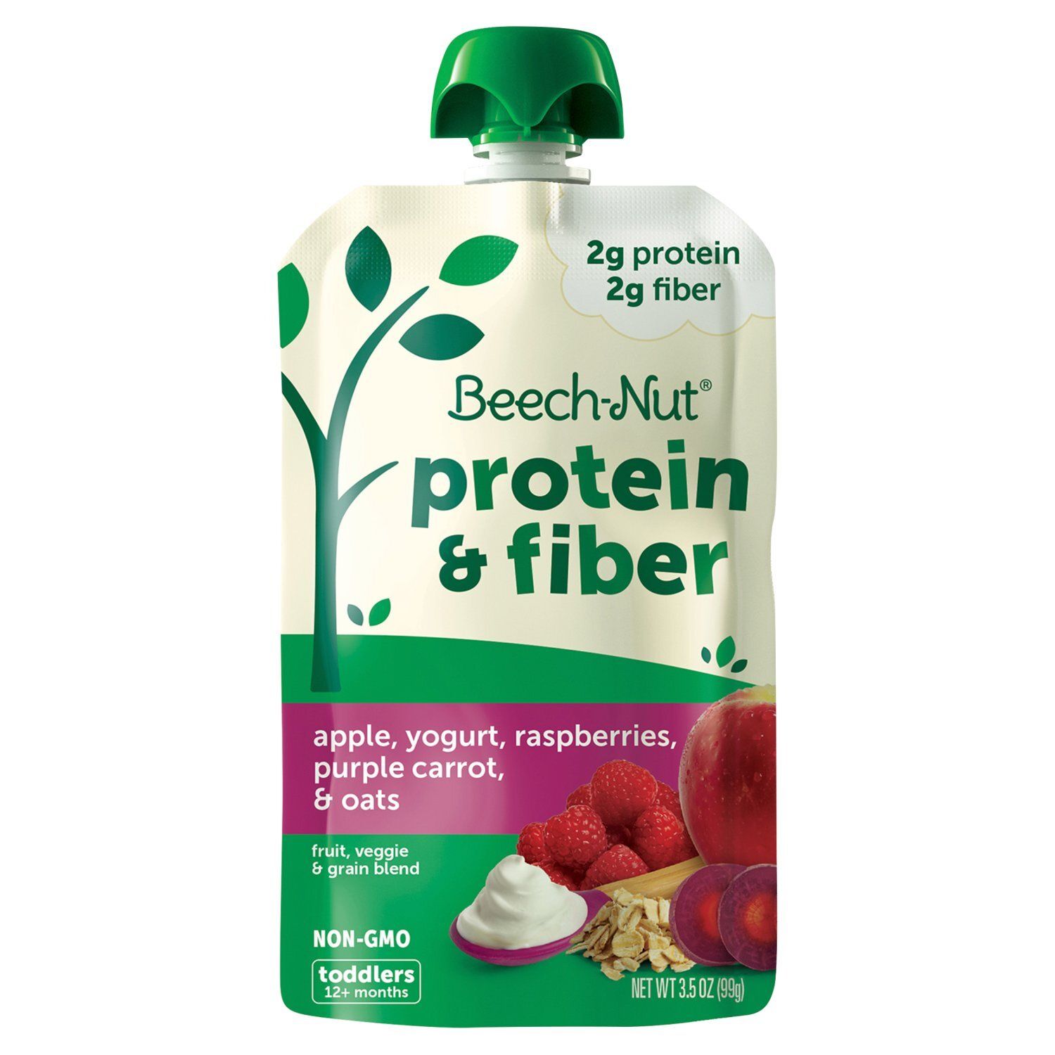 Beech-Nut Protein &amp; Fiber Fruit, Veggie &amp; Grain Blend, Toddlers, 12+ Months, 3.5 oz