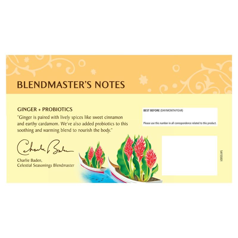 Celestial SEASONING Ginger + Probiotics Herbal Tea Bags, 16 count, 0.85 oz