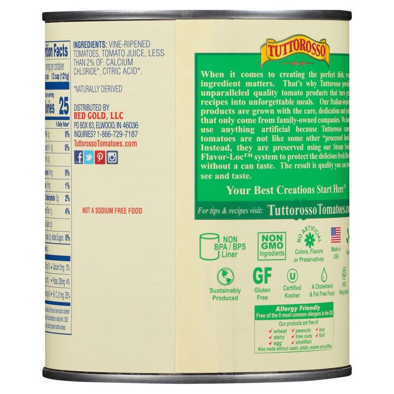 Tuttorosso No Salt Added Peeled Plum Italian Style Tomatoes, 28 oz