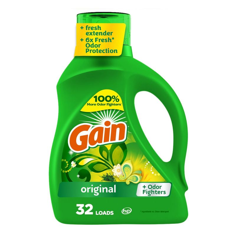 Gain Liquid Laundry Detergent, Original Scent, 46 fl oz, 32 loads, Freshness + Odor Fighting, High
