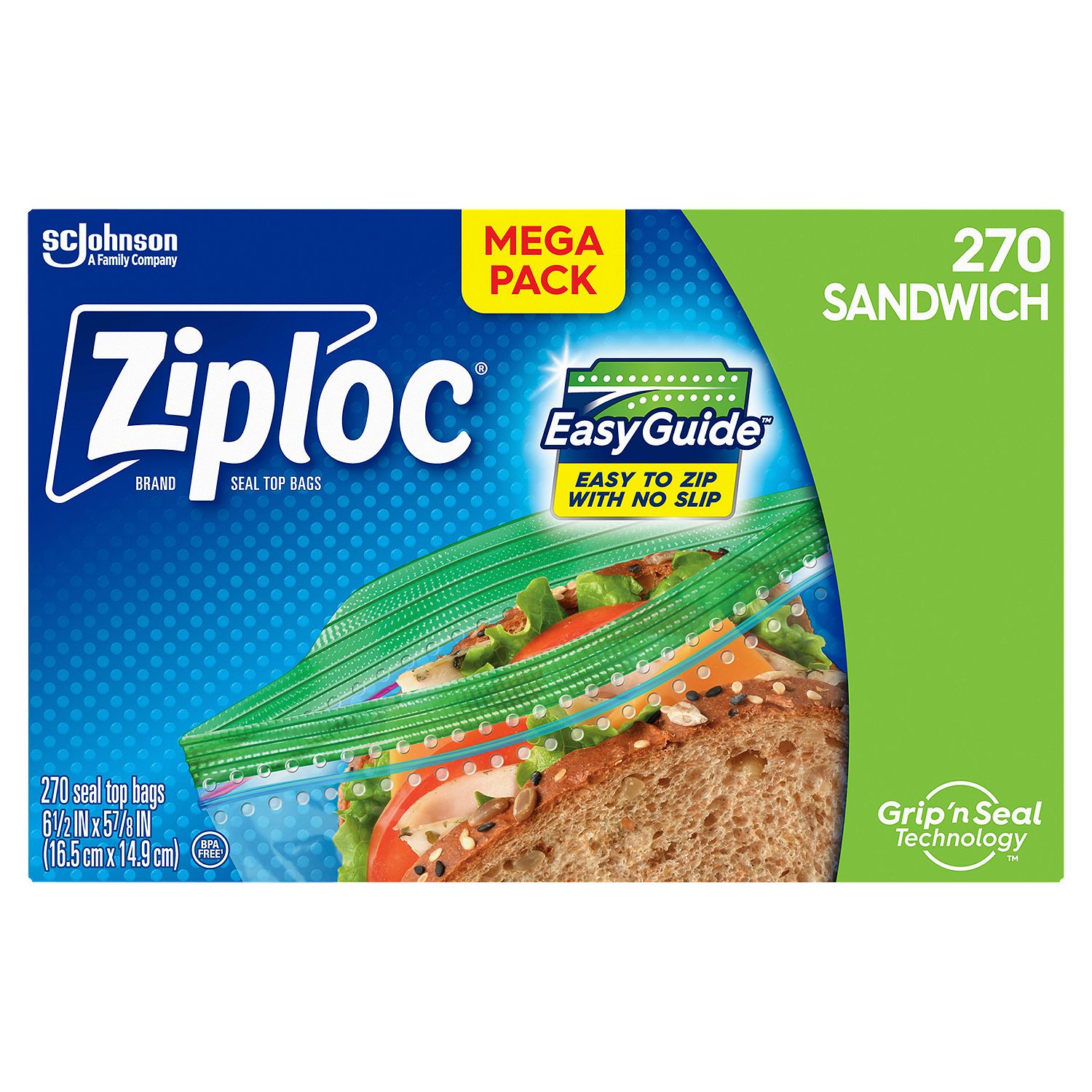 Ziploc Sandwich Seal Top Bags Bonus Pack, 270 count