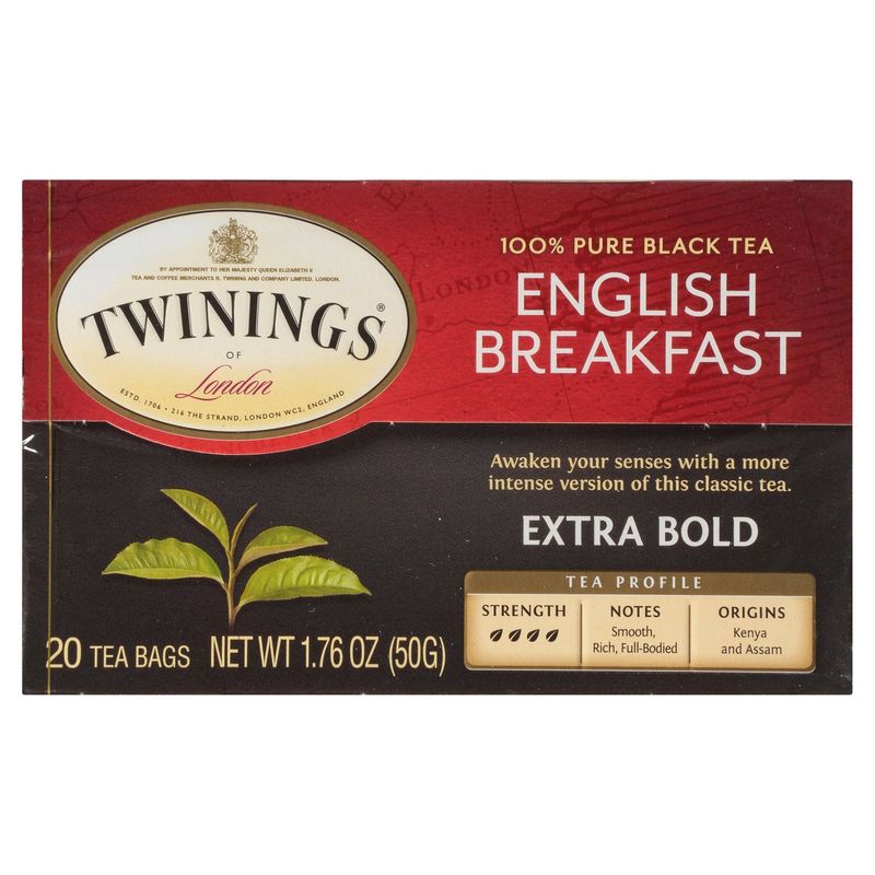 Twinings English Breakfast Extra Strong Pure Black Tea Bags, 20 count, 1.76 oz