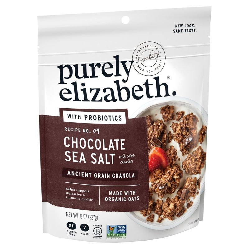 Purely Elizabeth Recipe No. 09 Chocolate Sea Salt with Cocoa Cluster Ancient Grain Granola, 8 oz