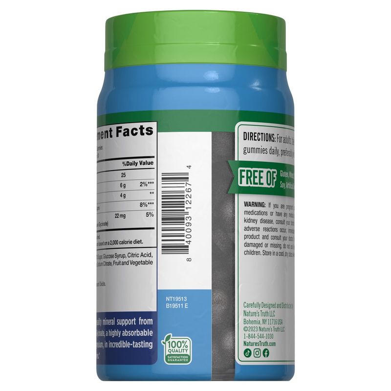Nature's Truth Delicious Sour Grape Flavor Magnesium Glycinate Dietary Supplement, 200 mg, 60 count