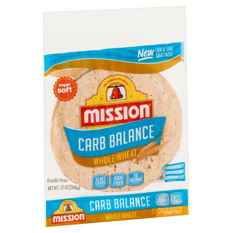 Mission Carb Balance Whole Wheat Soft Taco Tortilla Wraps, 8 count, 12 oz
