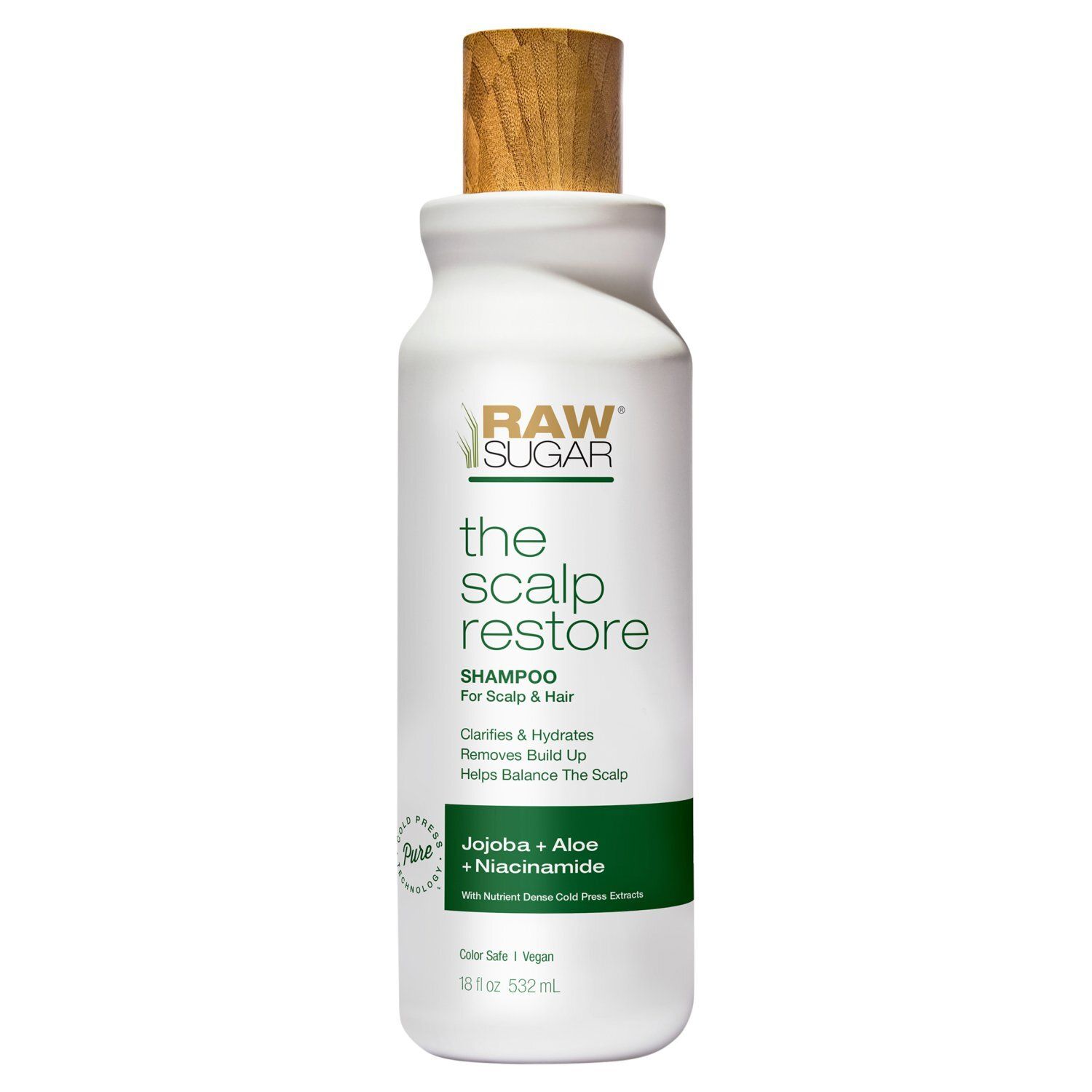 Raw Sugar Jojoba + Aloe + Niacinamide The Scalp Restore Shampoo, 18 fl oz