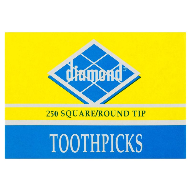 Diamond Square/Round Tip Toothpicks, 250 count