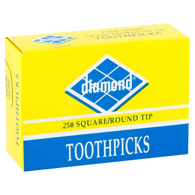 Diamond Square/Round Tip Toothpicks, 250 count