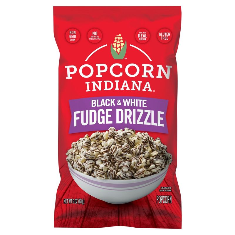 Popcorn Indiana Black &amp; White Fudge Drizzle Popcorn, 6 oz