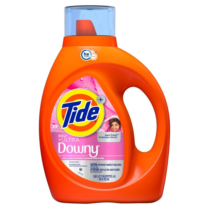 Tide Plus Boost of Ultra Downy Liquid Laundry Detergent, April Fresh Scent, 55 fl oz, 39 Loads
