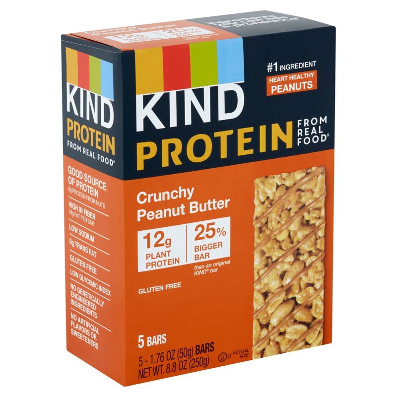 Kind Protein from Real Food Crunchy Peanut Butter Bars, 1.76 oz, 5 count