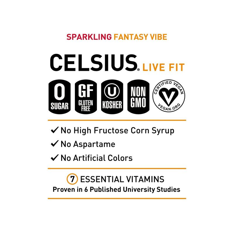 Celsius Live Fit Fantasy Vibe Sparkling Mandarin Marshmallow Edition Energy Drink, 12 fl oz
