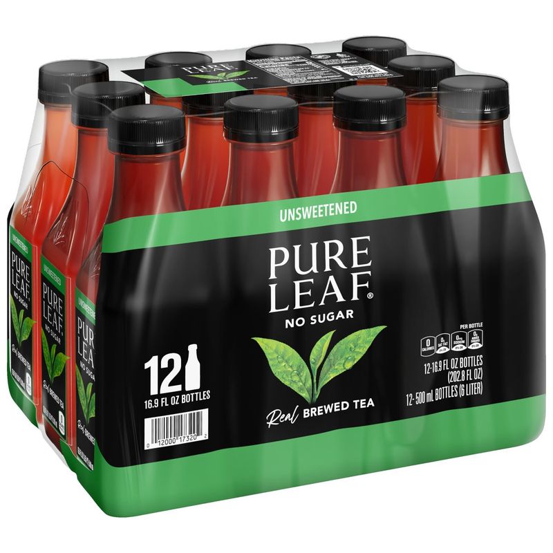 Pure Leaf Real Brewed Tea Unsweetened 16.9 Fl Oz, 12 Count
