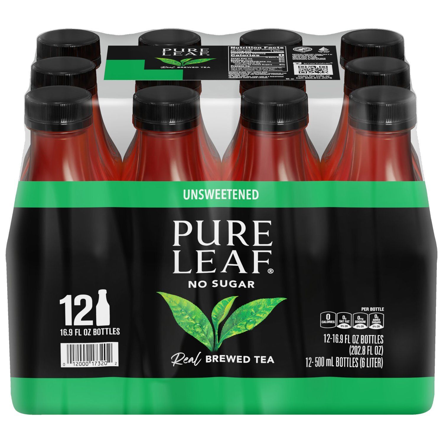 Pure Leaf Real Brewed Tea Unsweetened 16.9 Fl Oz, 12 Count
