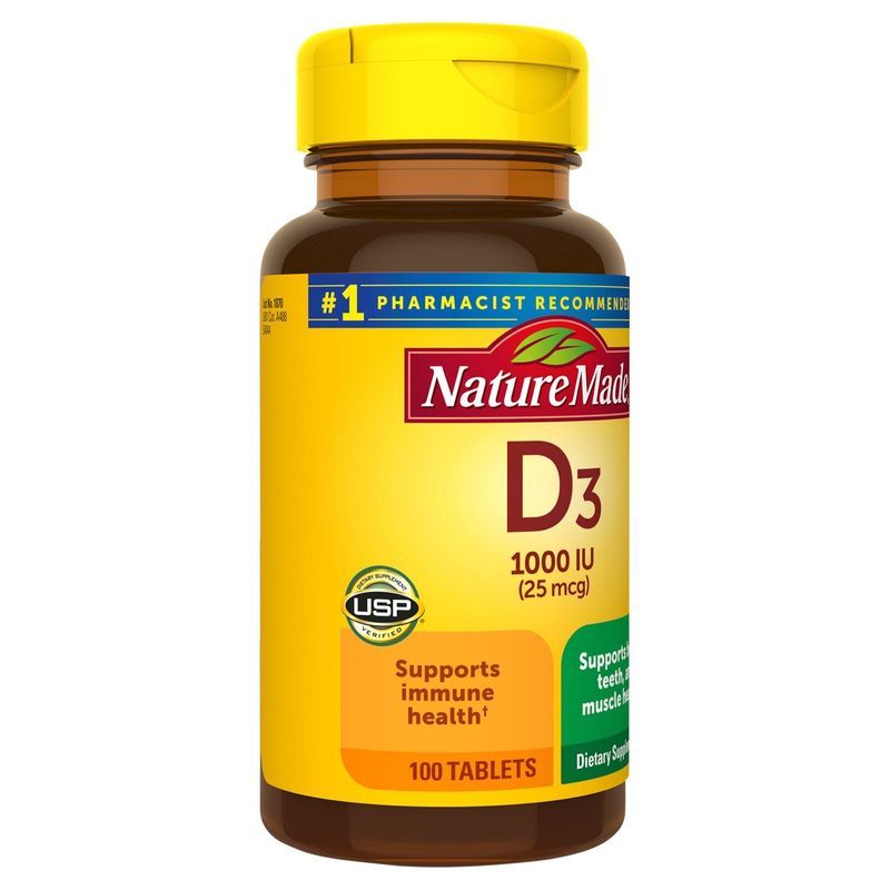 Nature Made Vitamin D3 1000 IU (25 mcg) Tablets, 100 Count