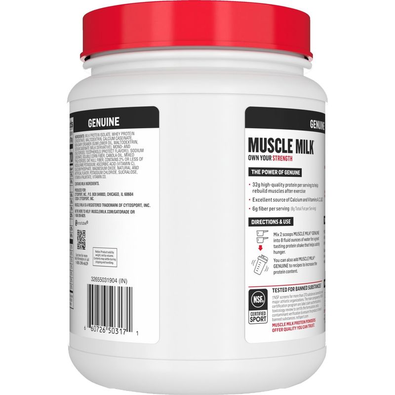 Muscle Milk Genuine Protein Powder Vanilla Creme Artificially Flavored 30.9 Oz