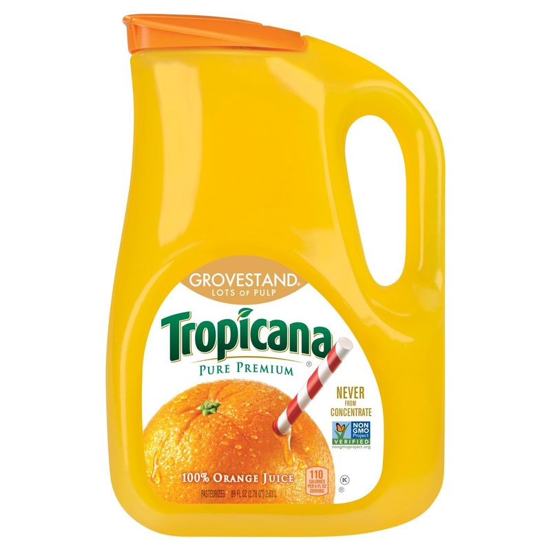 Tropicana Pure Premium Grovestand 100% Juice Orange Lots of Pulp 89 Fl Oz