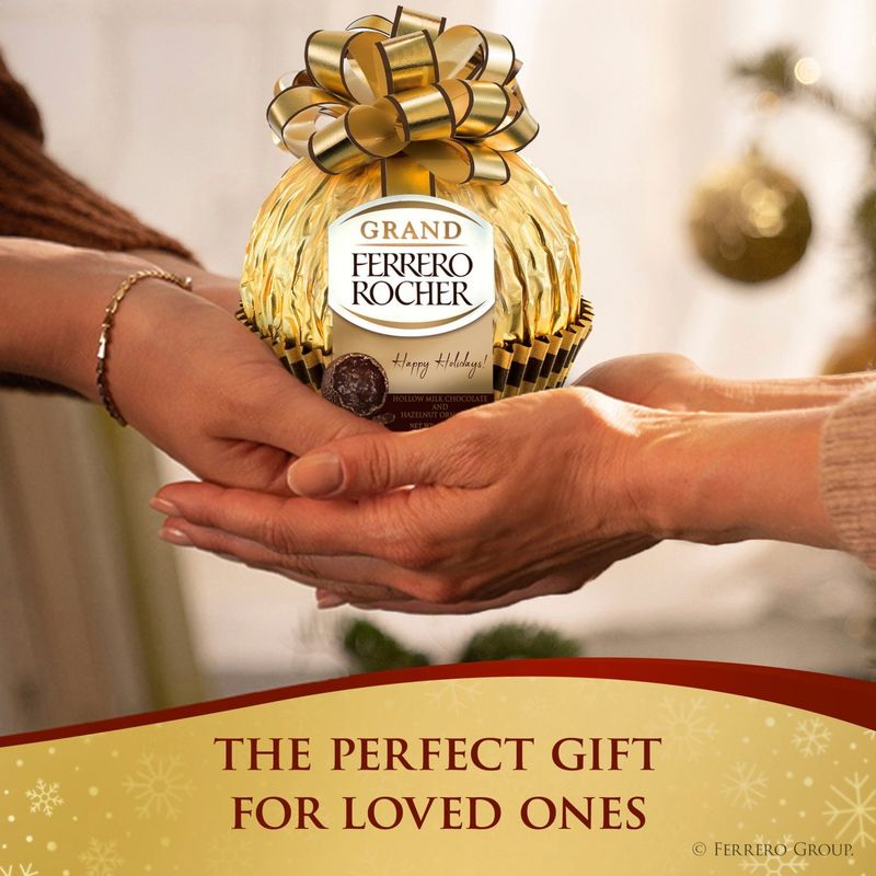 Ferrero Rocher Grand Happy Holidays! Hollow Dark Chocolate and Hazelnut Ornament, 4.4 oz