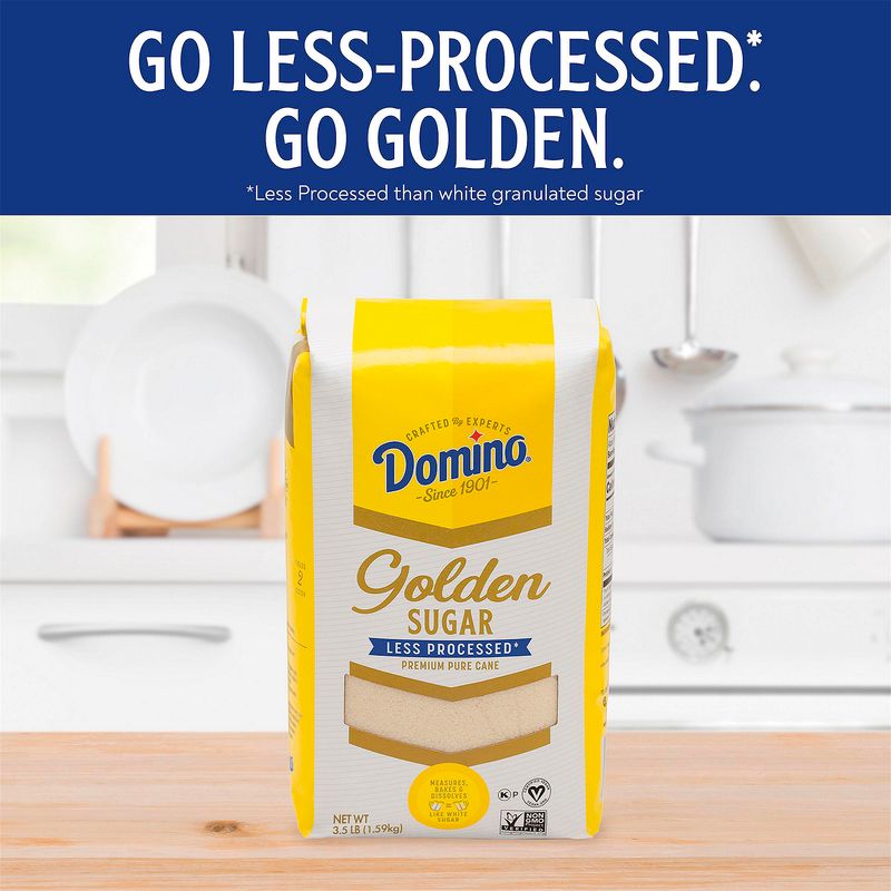 Domino Less Processed Premium Pure Cane Golden Sugar, 3.5 lb