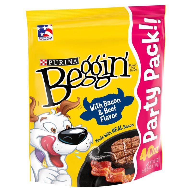 Purina Beggin' Dog Treats with Bacon &amp; Beef Flavor Party Pack, 40 oz
