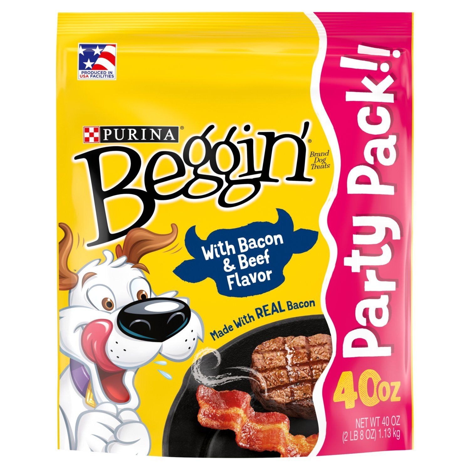 Purina Beggin' Dog Treats with Bacon &amp; Beef Flavor Party Pack, 40 oz