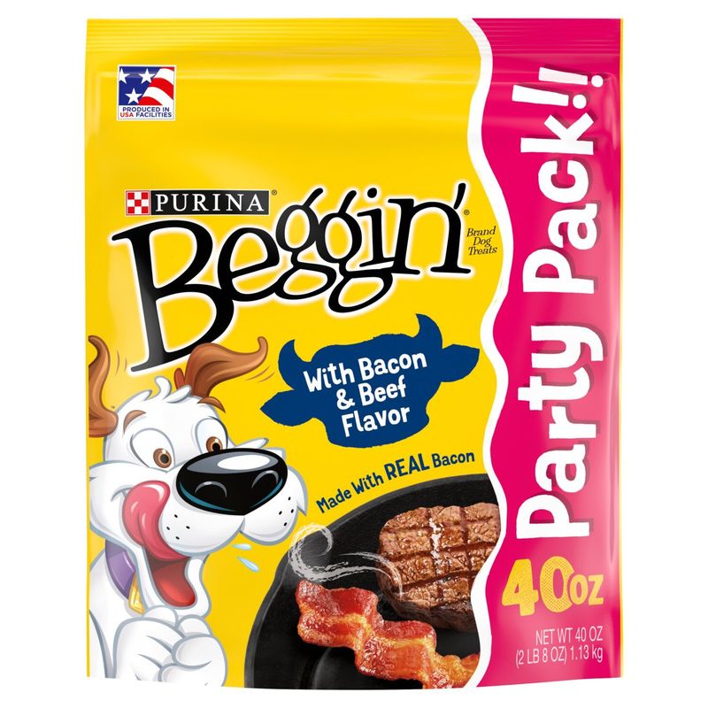 Purina Beggin' Dog Treats with Bacon &amp; Beef Flavor Party Pack, 40 oz