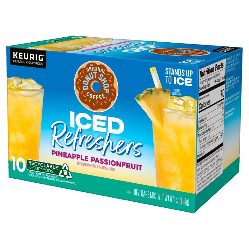 The Original Donut Shop Pineapple Passionfruit Iced Refreshers Beverage Mix K-CUP, 10 count, 6.3 oz