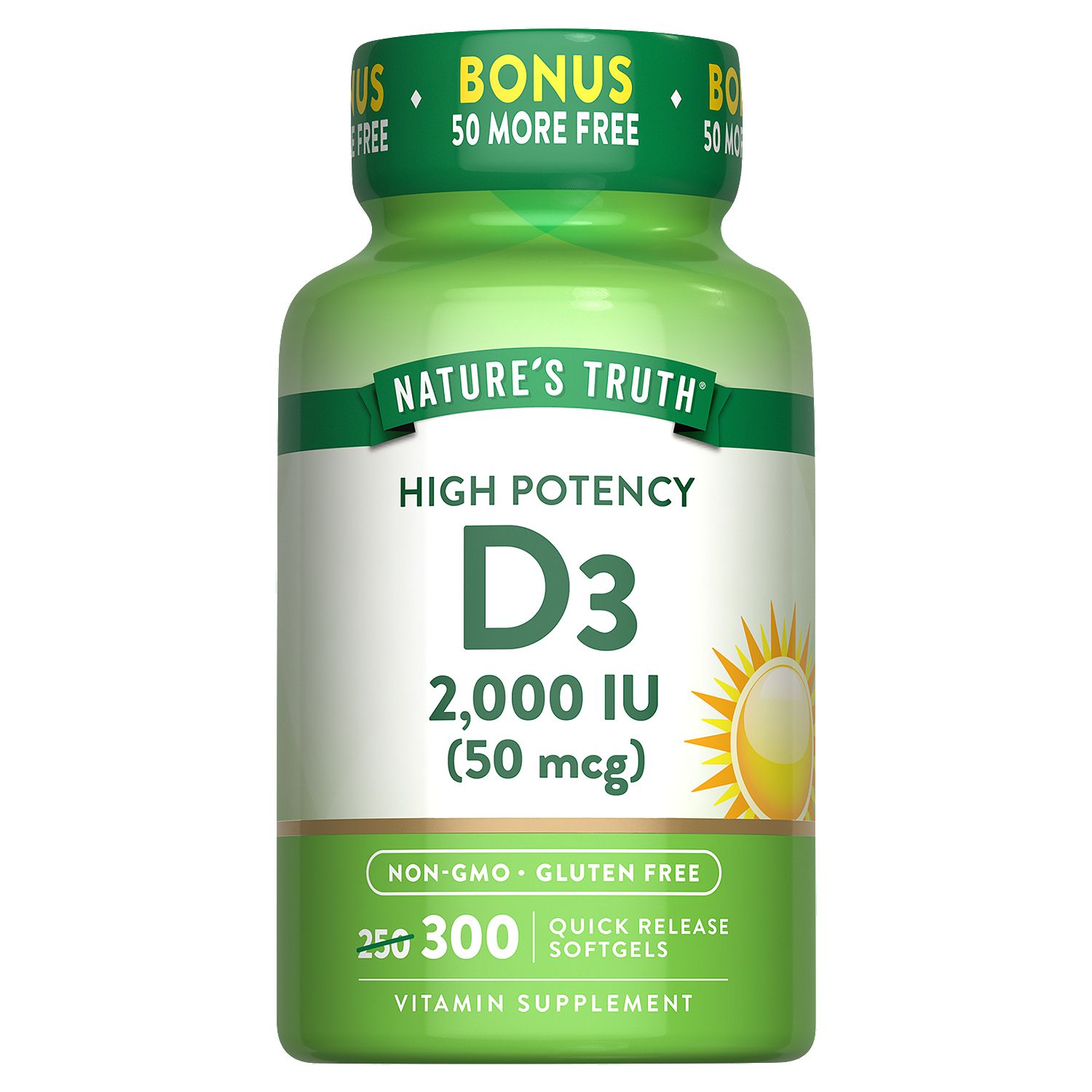 Nature's Truth High Potency D3 Vitamin Supplement, 300 count
