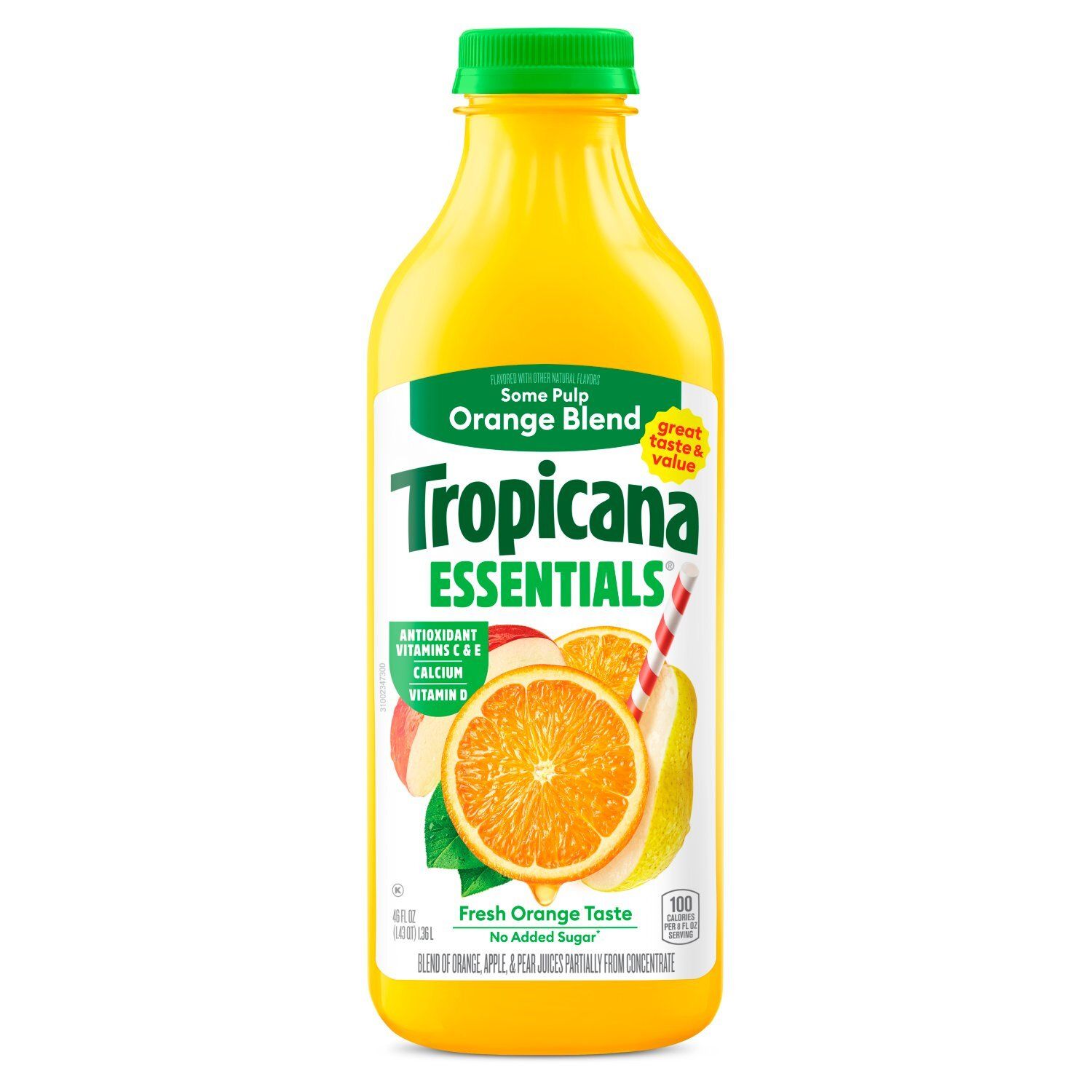 Tropicana Essentials Some Pulp Orange Blend Juice, 46 fl oz