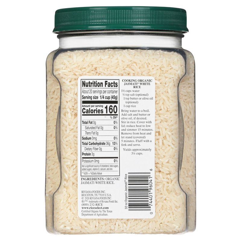 RiceSelect White Organic Jasmati Long Grain Jasmine Rice, 32 oz