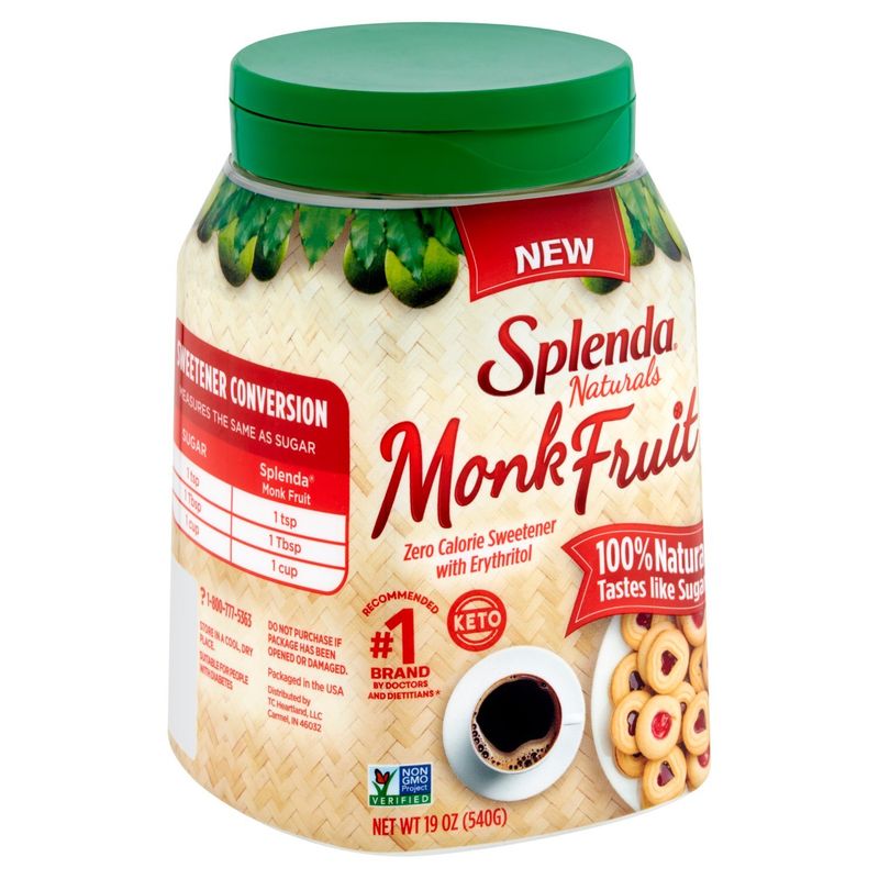Splenda Naturals Monk Fruit Zero Calorie Sweetener with Erythritol, 19 oz