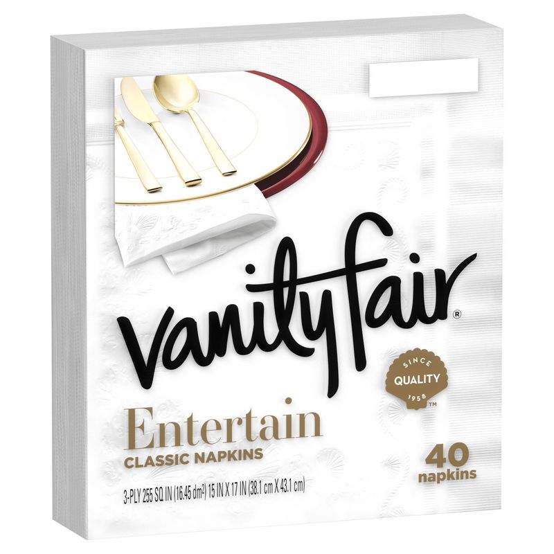Vanity Fair® Entertain Classic Napkins, White Napkins, 40 Count