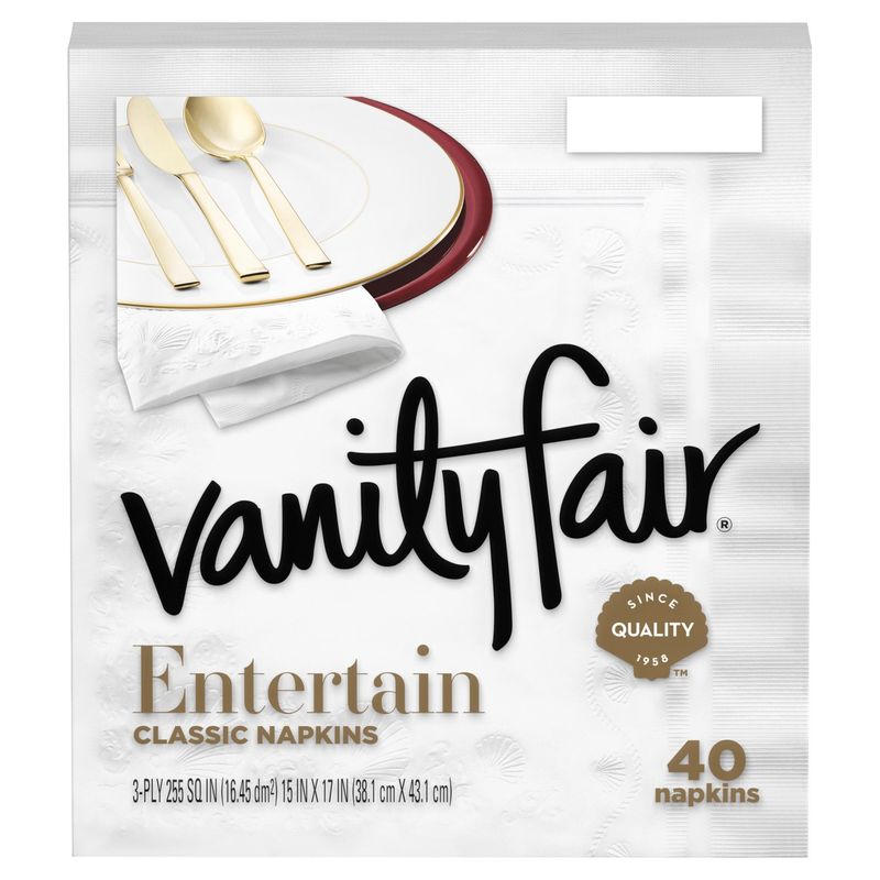 Vanity Fair® Entertain Classic Napkins, White Napkins, 40 Count