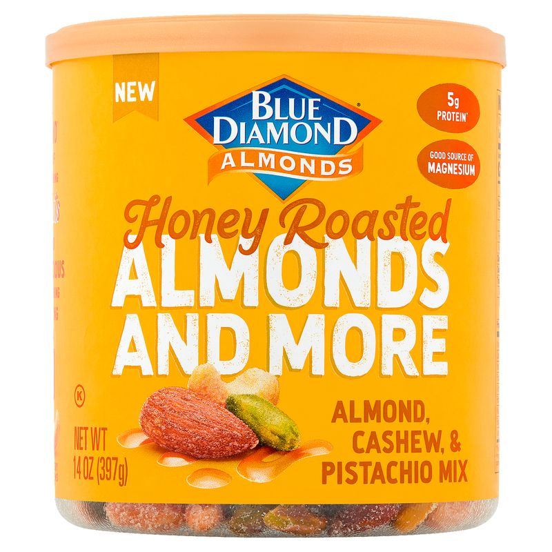 Blue Diamond Almonds Honey Roasted Almonds, Cashew, &amp; Pistachio Mix, 14 oz