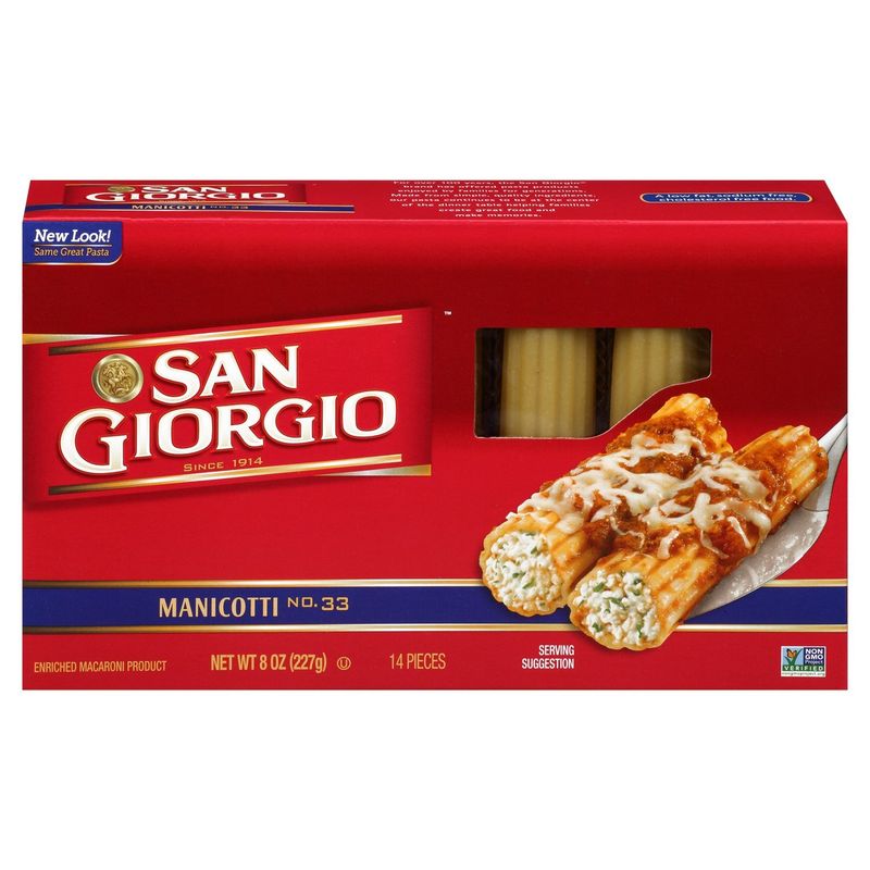 San Giorgio Manicotti No.33 Pasta, 14 count, 8 oz